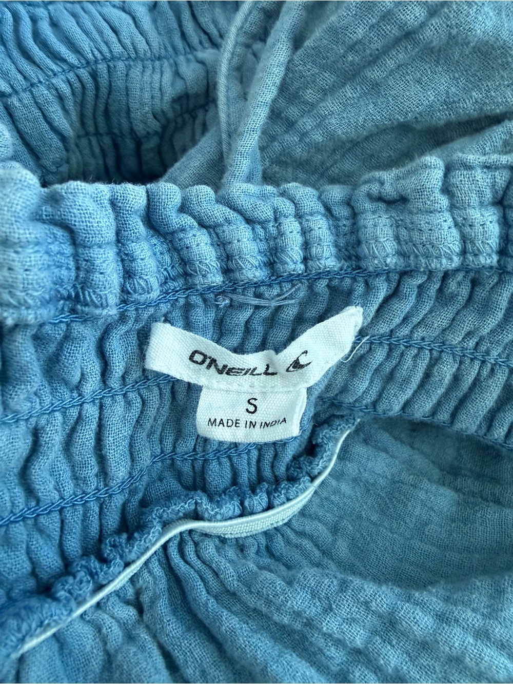 O'Neill Blue Cotton Gauze Midi Dress Size Small | Deep V Boho Beachy Sundress - Picture 4 of 10